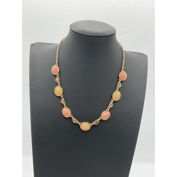 Liz Claiborne Gold-Tone Necklace With Pink Accents - Picture 1 of 5